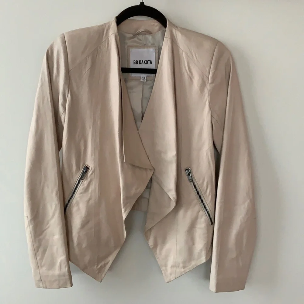 BB Dakota Kenrick Leather Draped Front Jacket - Picture 6 of 13